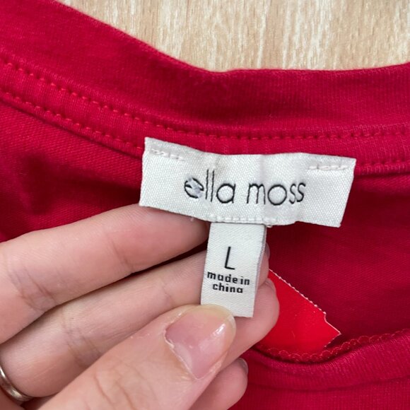 Ella Moss Red Embroidered T-shirt Size L - Picture 4 of 5